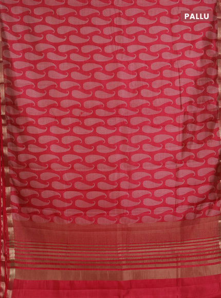 Semi raw silk saree pink shade with allover paisley butta prints and zari woven border