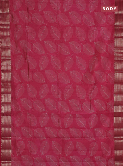 Semi raw silk saree pink shade with allover butta prints and temple design zari woven border