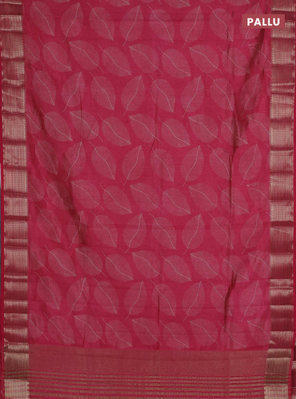 Semi raw silk saree pink shade with allover butta prints and temple design zari woven border