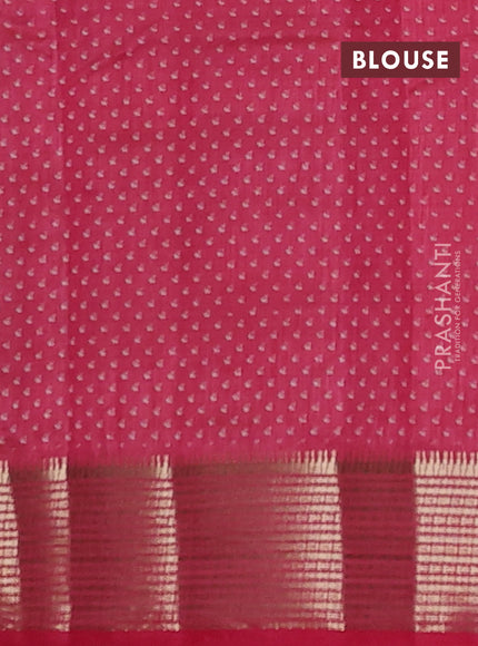 Semi raw silk saree pink shade with allover butta prints and temple design zari woven border