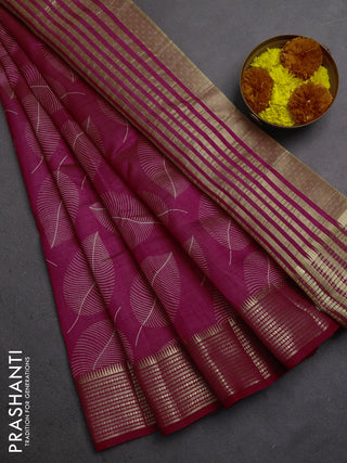 Semi raw silk saree pink with allover butta prints and temple design zari woven border