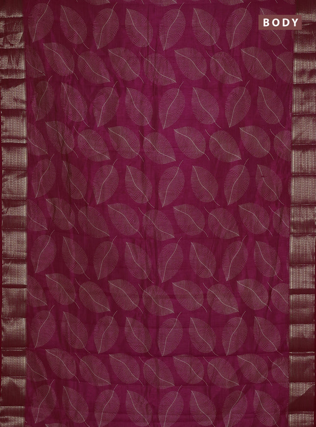 Semi raw silk saree pink with allover butta prints and temple design zari woven border