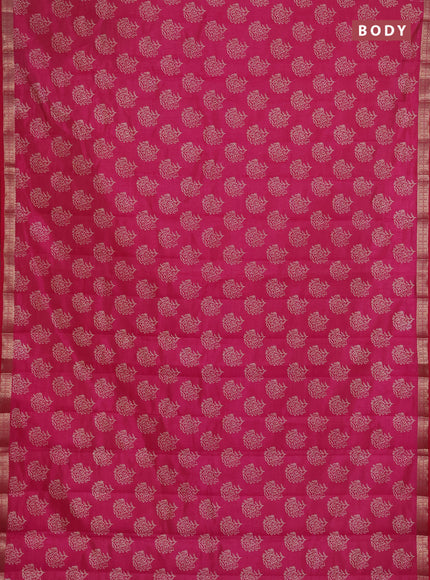 Semi raw silk saree pink with allover floral butta prints and zari woven border