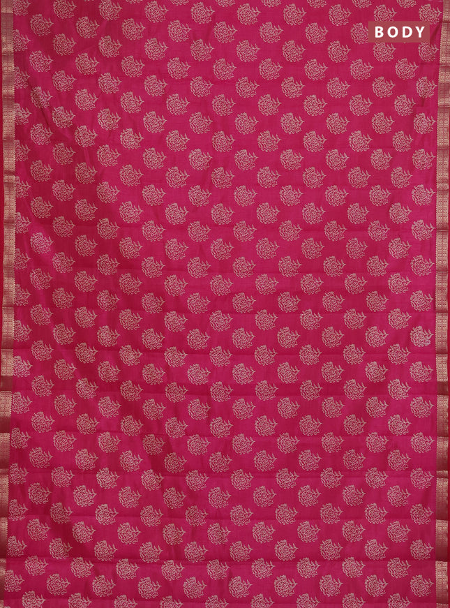 Semi raw silk saree pink with allover floral butta prints and zari woven border