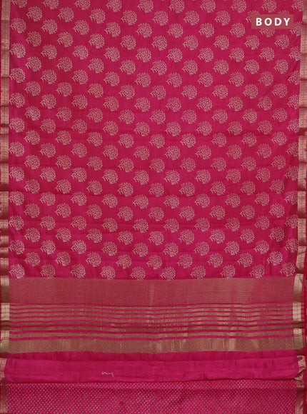 Semi raw silk saree pink with allover floral butta prints and zari woven border