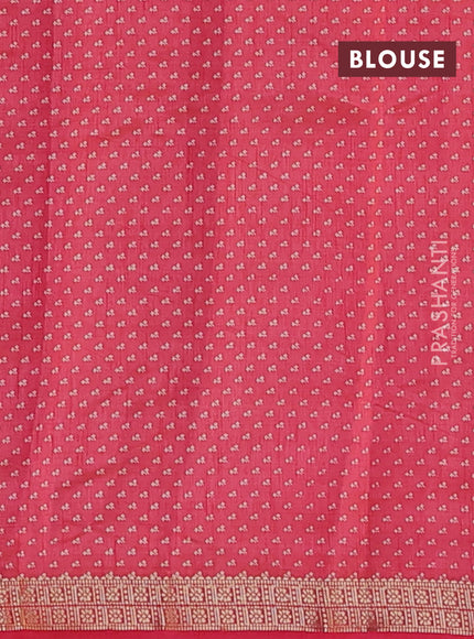 Semi raw silk saree pink shade with allover floral butta prints and zari woven border