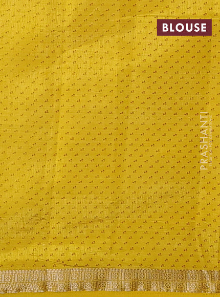 Semi raw silk saree mustard yellow with allover floral butta prints and zari woven border