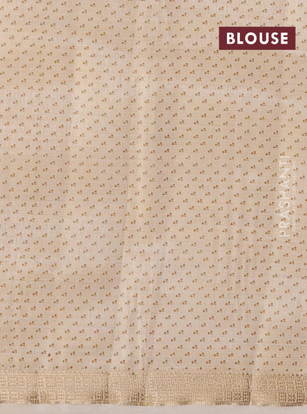 Semi raw silk saree cream with allover floral butta prints and zari woven border