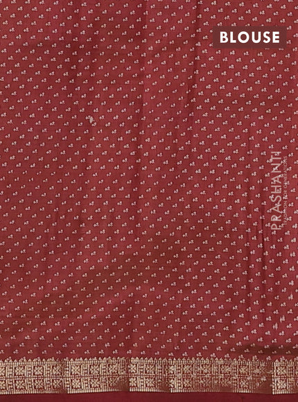 Semi raw silk saree maroon with allover floral butta prints and zari woven border