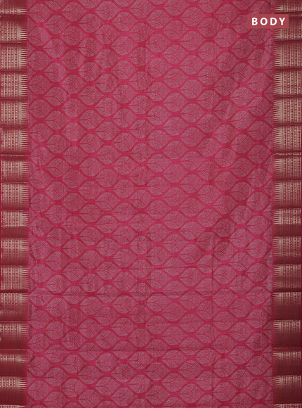 Semi raw silk saree pink shade with allover geometric butta prints and temple design zari woven border