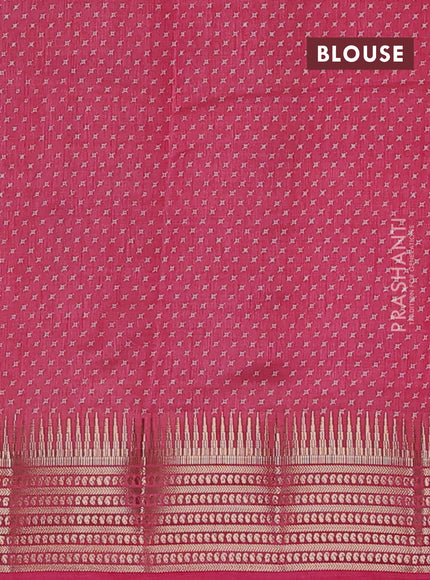 Semi raw silk saree pink shade with allover geometric butta prints and temple design zari woven border