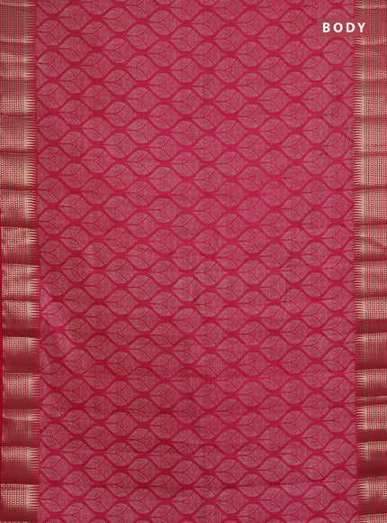 Semi raw silk saree pink with allover geometric butta prints and temple design zari woven border