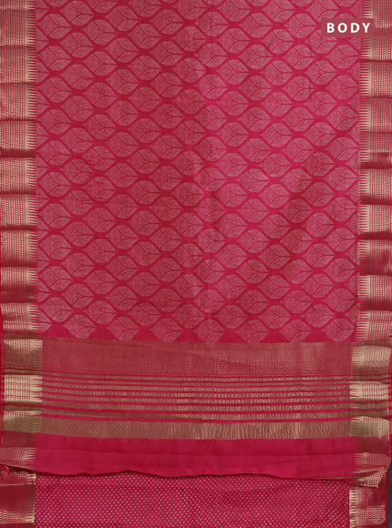 Semi raw silk saree pink with allover geometric butta prints and temple design zari woven border