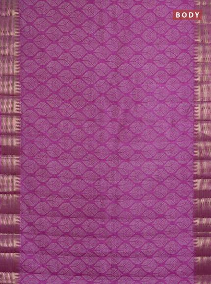Semi raw silk saree lavender with allover geometric butta prints and temple design zari woven border