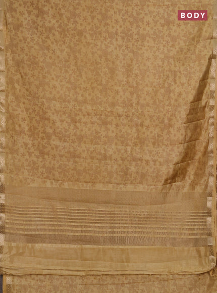 Semi raw silk saree sandal with allover geometric prints and zari woven border