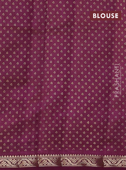 Semi raw silk saree wine shade with allover geometric prints and zari woven border