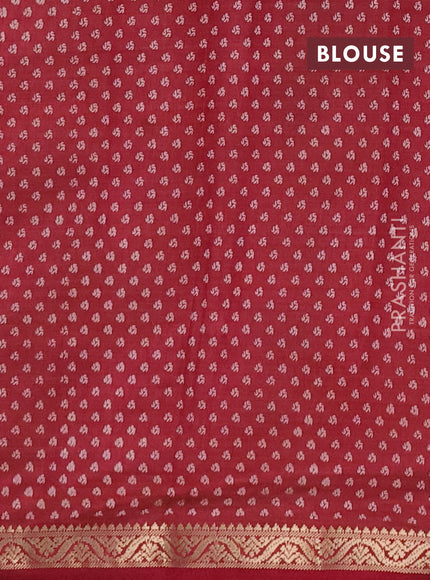 Semi raw silk saree maroon with allover geometric prints and zari woven border