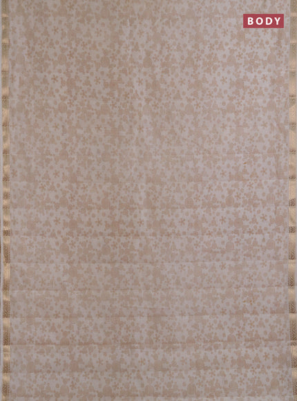 Semi raw silk saree cream with allover geometric prints and zari woven border