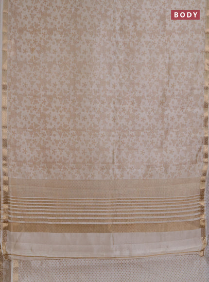 Semi raw silk saree cream with allover geometric prints and zari woven border