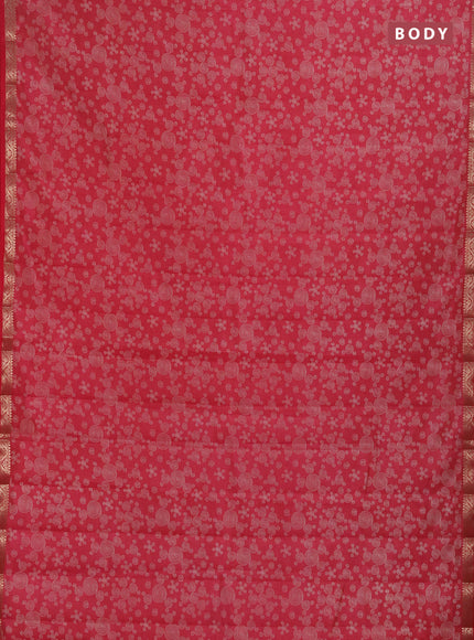 Semi raw silk saree pink shade with allover geometric prints and zari woven border