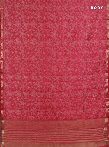 Semi raw silk saree pink shade with allover geometric prints and zari woven border