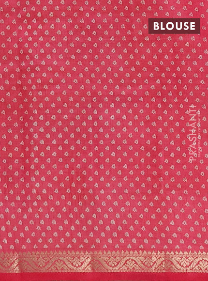 Semi raw silk saree pink shade with allover geometric prints and zari woven border