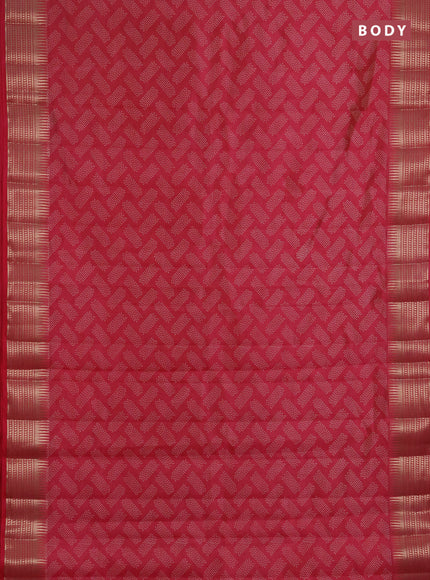 Semi raw silk saree pink shade with allover geometric butta prints and temple design zari woven border