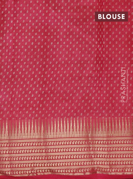 Semi raw silk saree pink shade with allover geometric butta prints and temple design zari woven border
