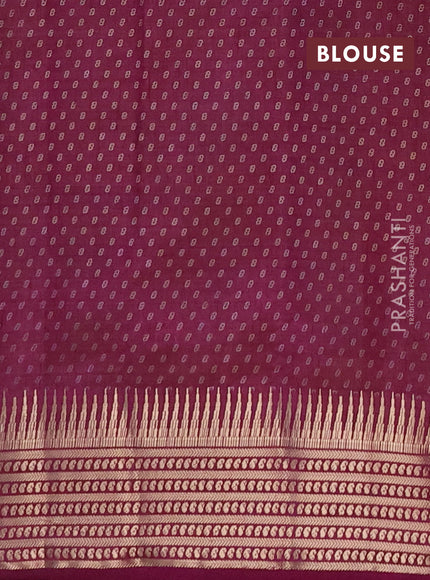 Semi raw silk saree wine shade with allover geometric butta prints and temple design zari woven border