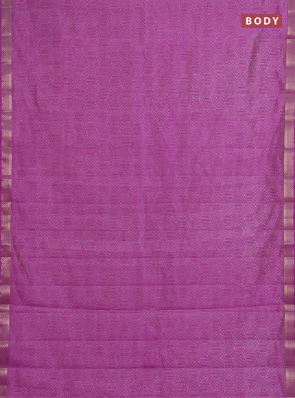 Semi raw silk saree lavender with allover geometric prints and zari woven border