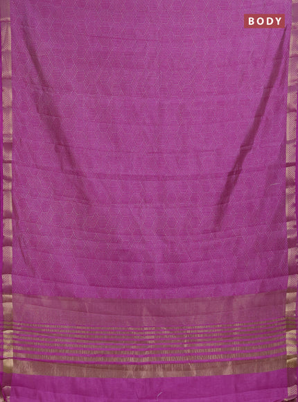 Semi raw silk saree lavender with allover geometric prints and zari woven border