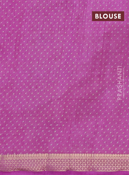 Semi raw silk saree lavender with allover geometric prints and zari woven border
