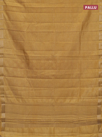 Semi raw silk saree sandal with allover geometric prints and zari woven border