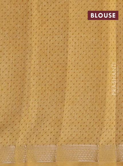 Semi raw silk saree sandal with allover geometric prints and zari woven border