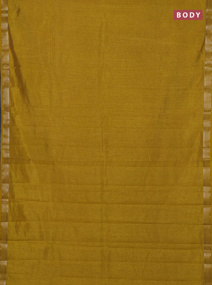 Semi raw silk saree lime yellow shade with allover geometric prints and zari woven border