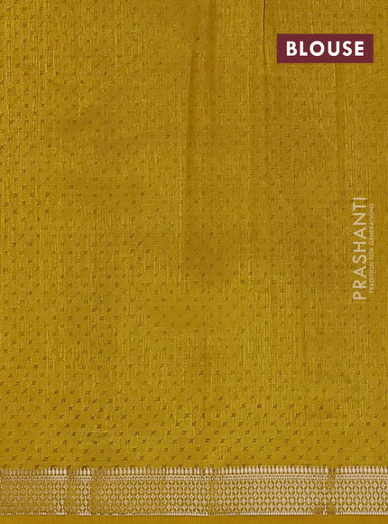 Semi raw silk saree lime yellow shade with allover geometric prints and zari woven border