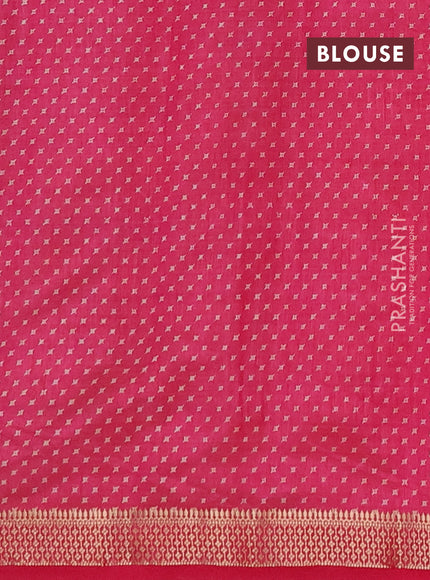Semi raw silk saree pink with allover geometric prints and zari woven border