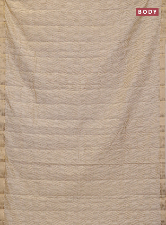 Semi raw silk saree cream with allover geometric prints and zari woven border