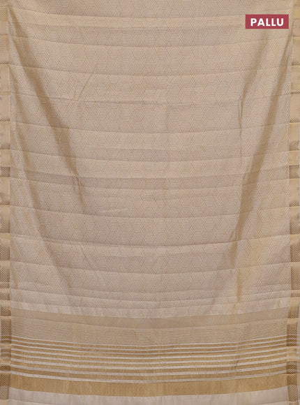 Semi raw silk saree cream with allover geometric prints and zari woven border