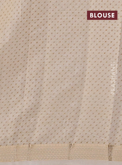 Semi raw silk saree cream with allover geometric prints and zari woven border