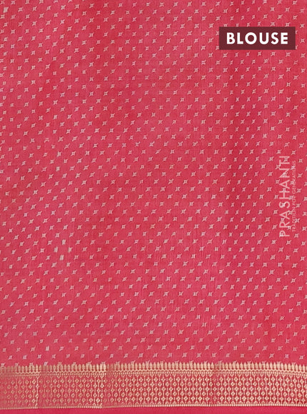 Semi raw silk saree pink shade with allover geometric prints and zari woven border