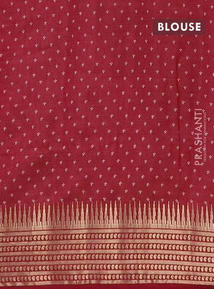 Semi raw silk saree maroon with allover zigzag prints and temple design zari woven border