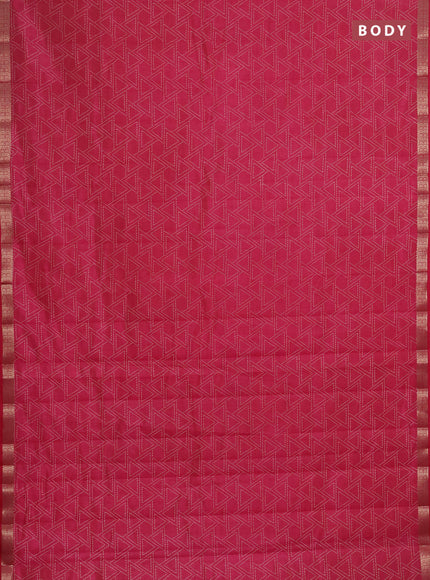 Semi raw silk saree pink with allover geometric prints and zari woven border