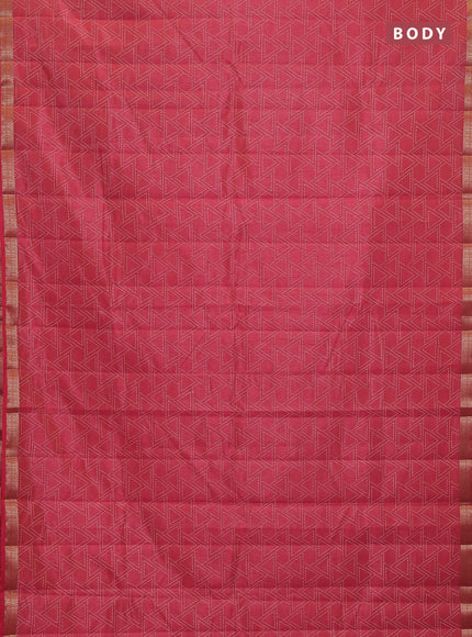 Semi raw silk saree light pink with allover geometric prints and zari woven border