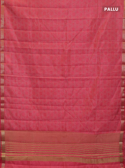 Semi raw silk saree light pink with allover geometric prints and zari woven border