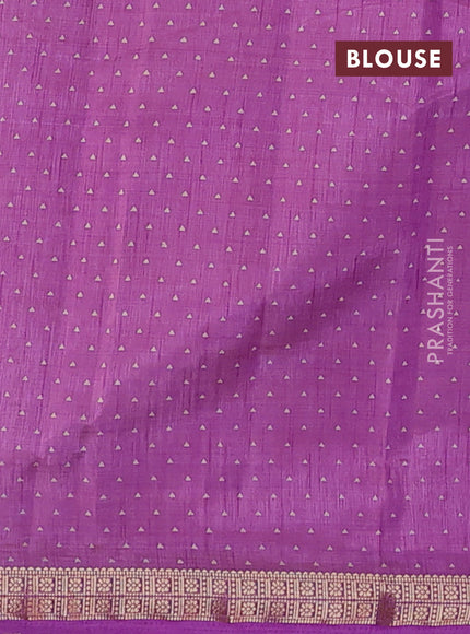 Semi raw silk saree lavender with allover geometric prints and zari woven border