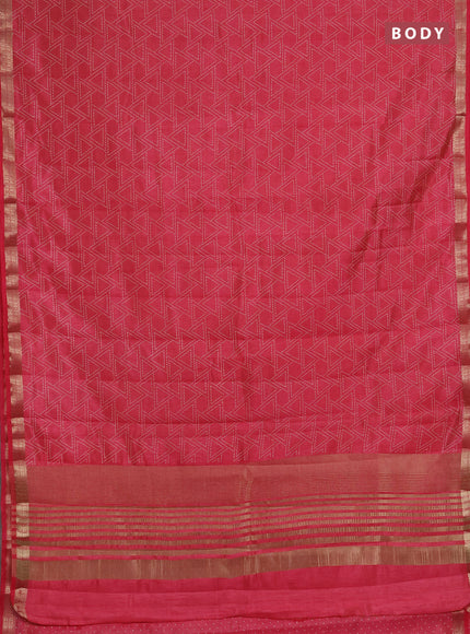 Semi raw silk saree pink shade with allover geometric prints and zari woven border