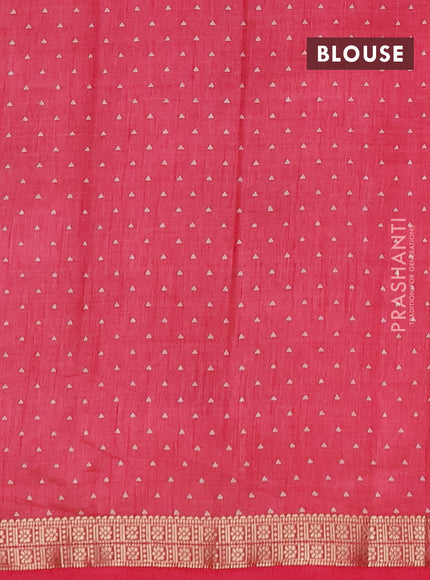 Semi raw silk saree pink shade with allover geometric prints and zari woven border