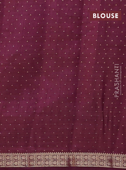 Semi raw silk saree wine shade with allover geometric prints and zari woven border