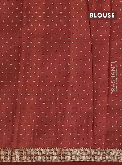 Semi raw silk saree maroon with allover geometric prints and zari woven border